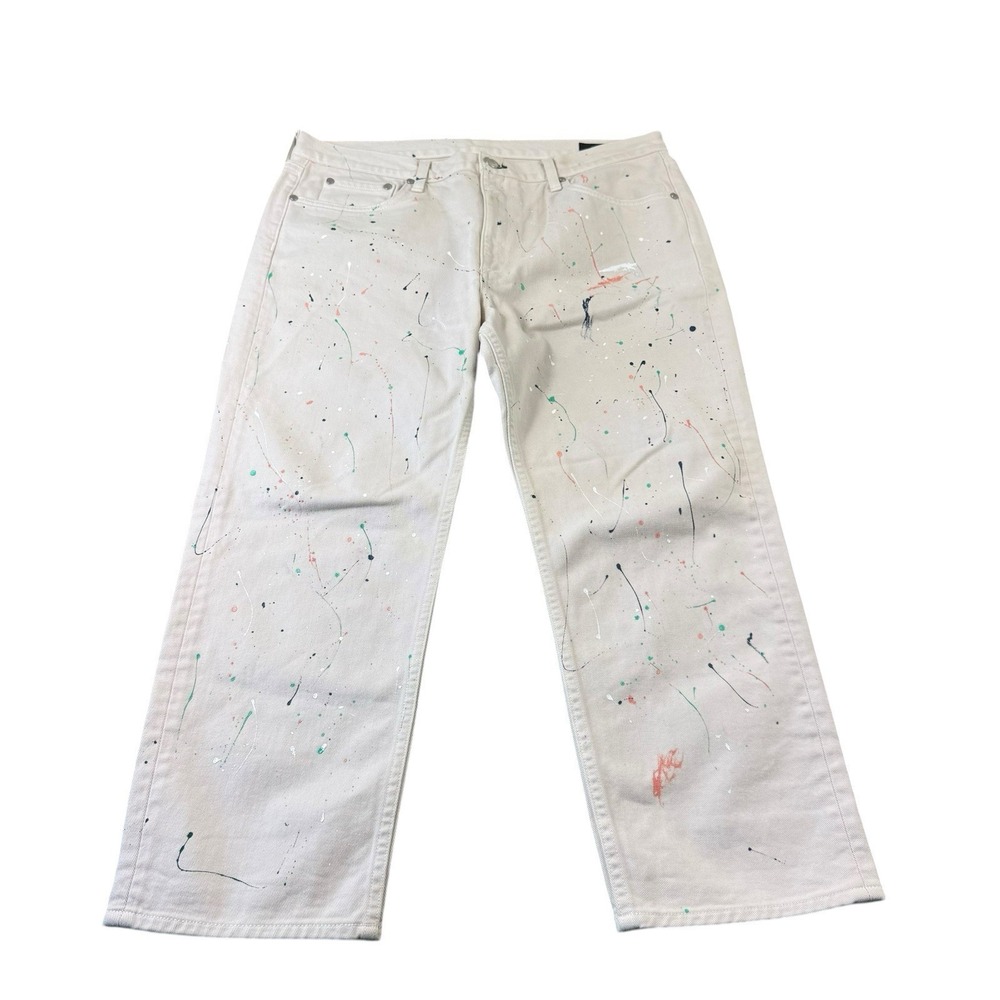 Rag & Bone Fairfield Paint Splatter Mens Jeans 32x25 Cream W25300628FAI